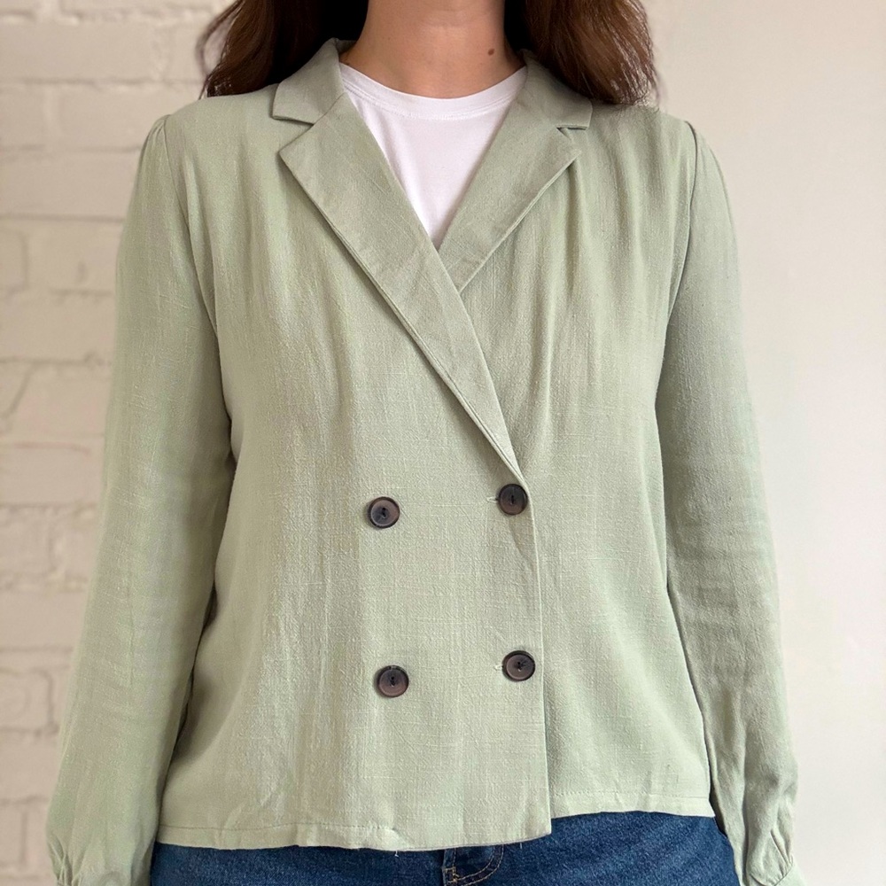 BNWT Sage Green Double-Breasted Blazer - Size Large